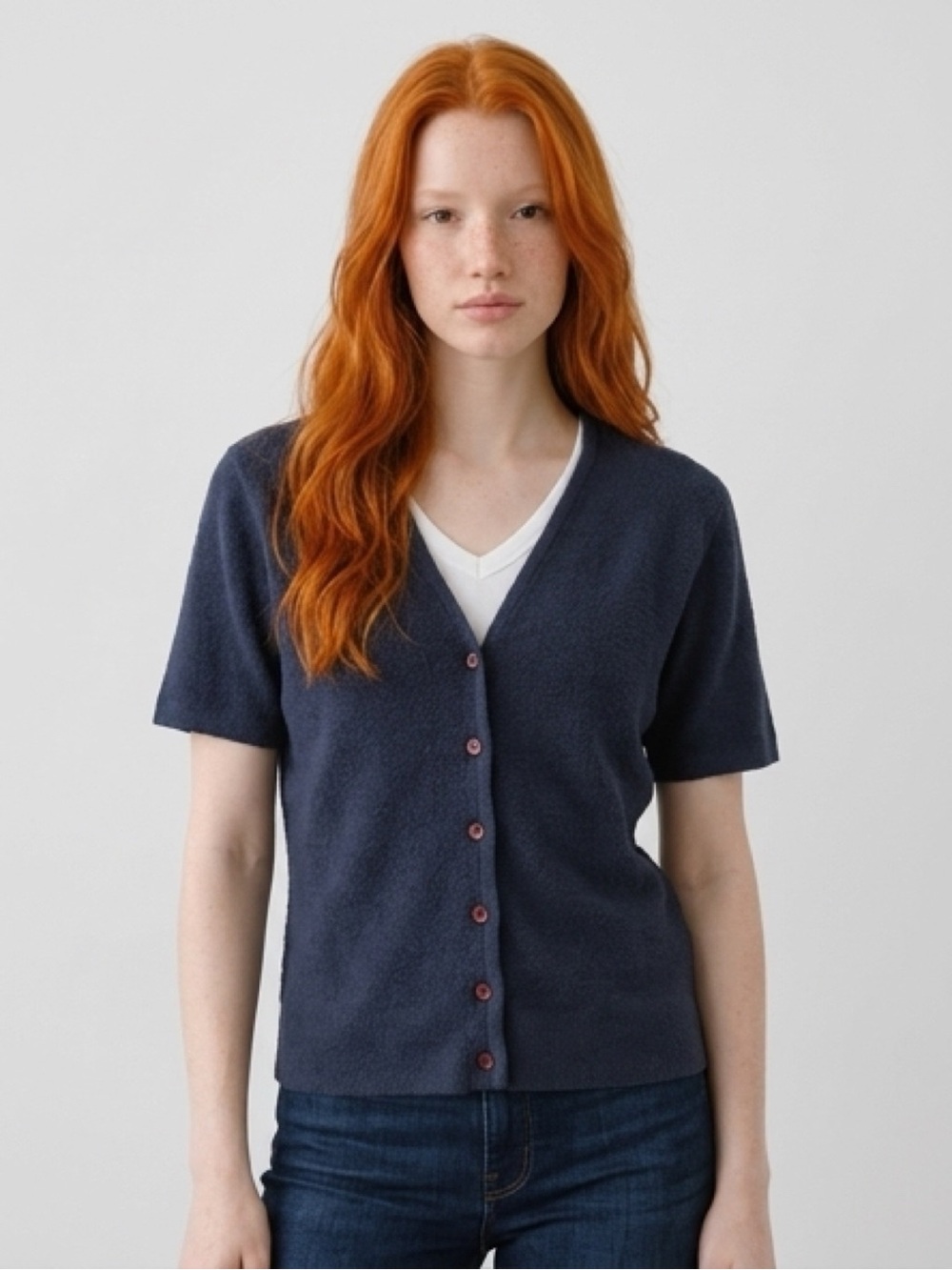 Vintage Express Navy Short-Sleeve Knit Top